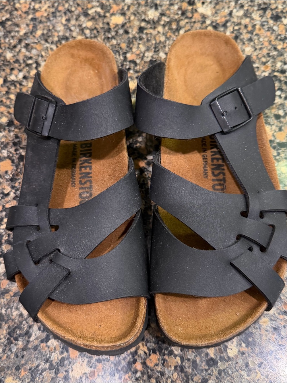 Birkenstock Pisa Black Leather Sandals size 38